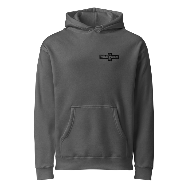 Whateverman Cross Logo Heavyweight Hoodie in Charcoal Solid - front view