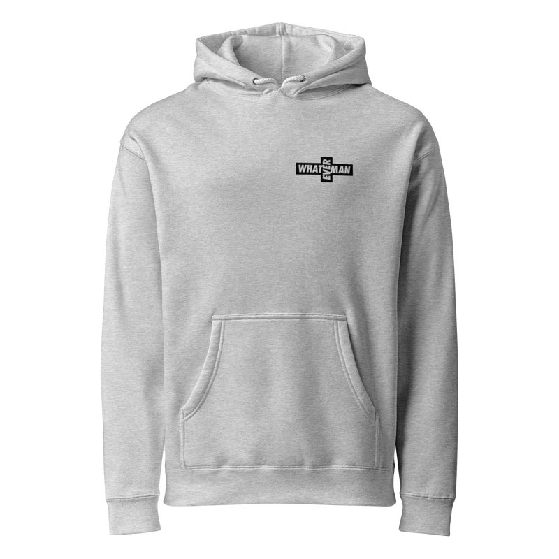 Whateverman Cross Logo Heavyweight Hoodie in Grey Heather - front view
