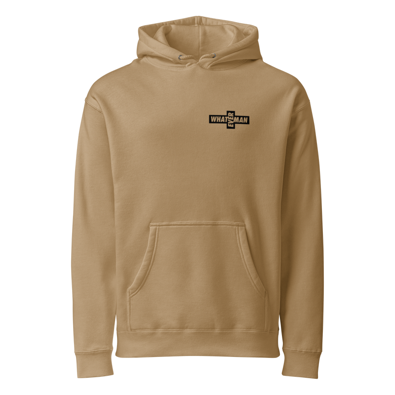 Whateverman Cross Logo Heavyweight Hoodie in Sandstone - front view