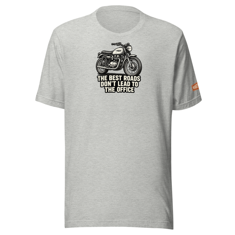 Best Roads Triumph Motorcycle Tee - athletic heather - front graphic