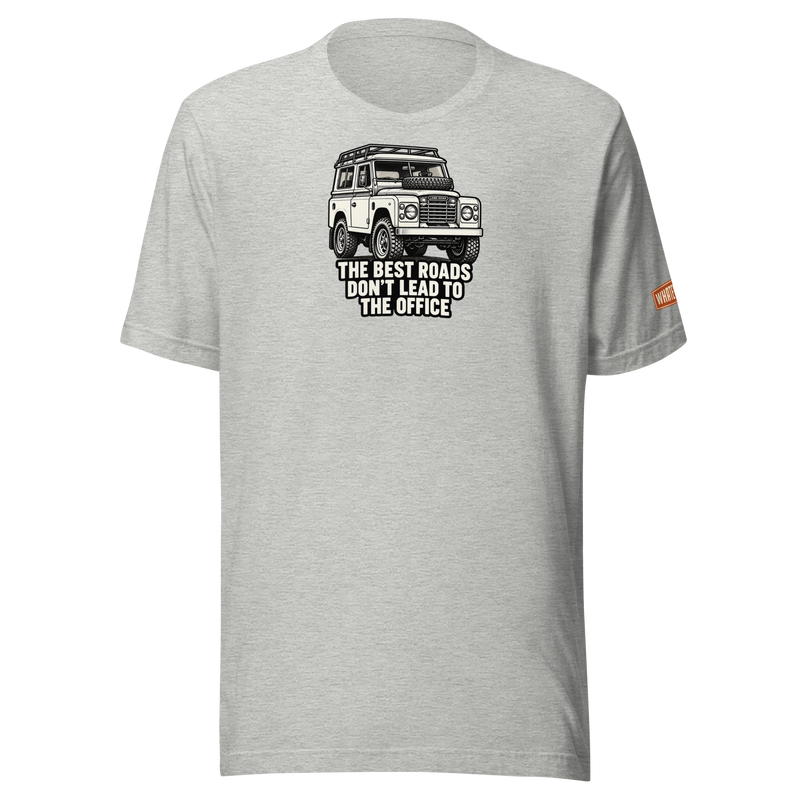 Best Roads Land Rover Tee - athletic heather - front graphic