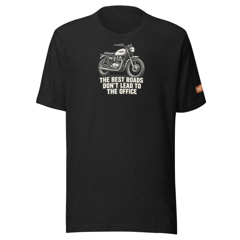 Best Roads Triumph Motorcycle Tee - black heather - front graphic