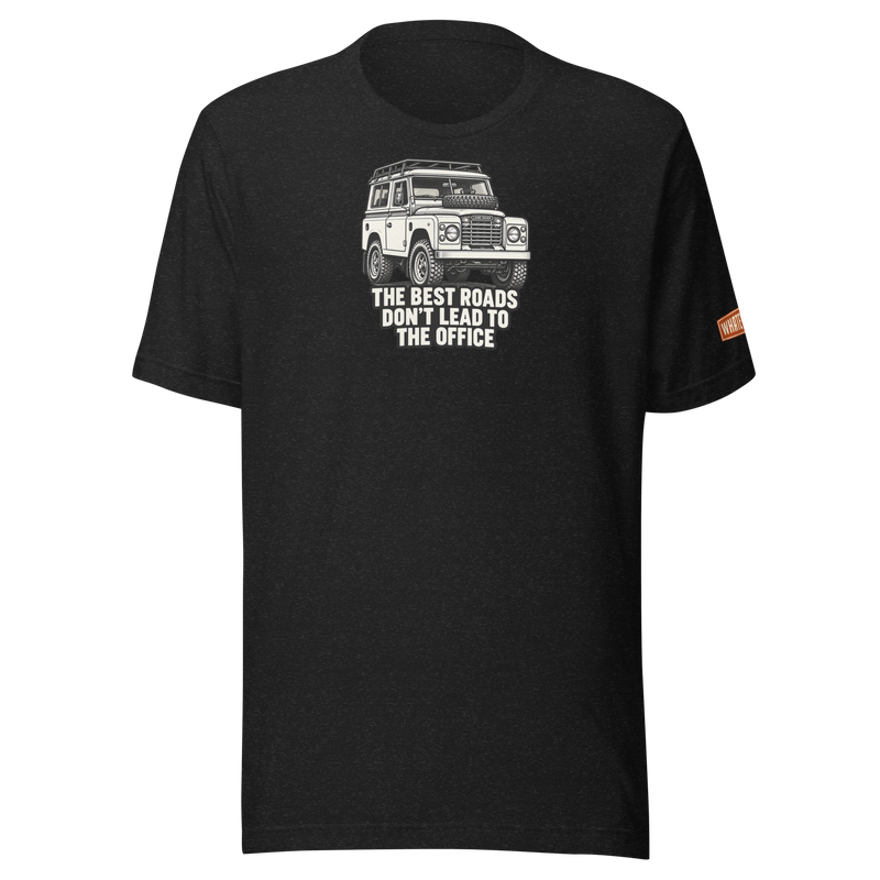 Best Roads Land Rover Tee - black heather - front graphic