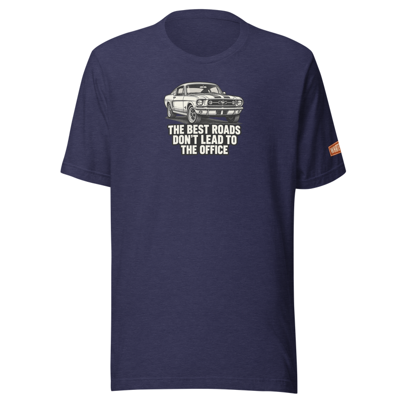 Best Roads Mustang Tee - heather midnight navy - front graphic