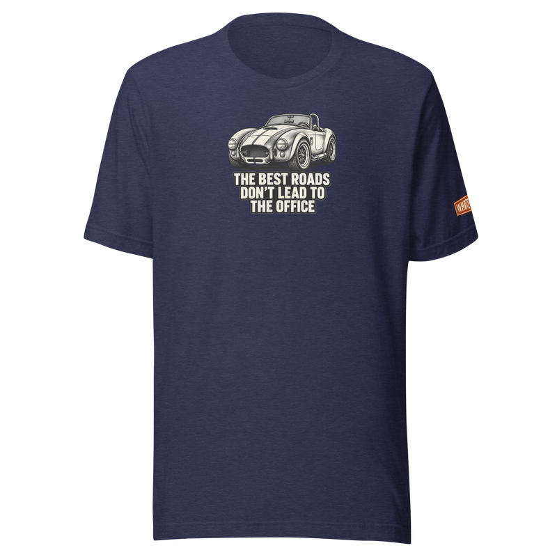 Best Roads Cobra Roadster Tee - heather midnight navy - front graphic