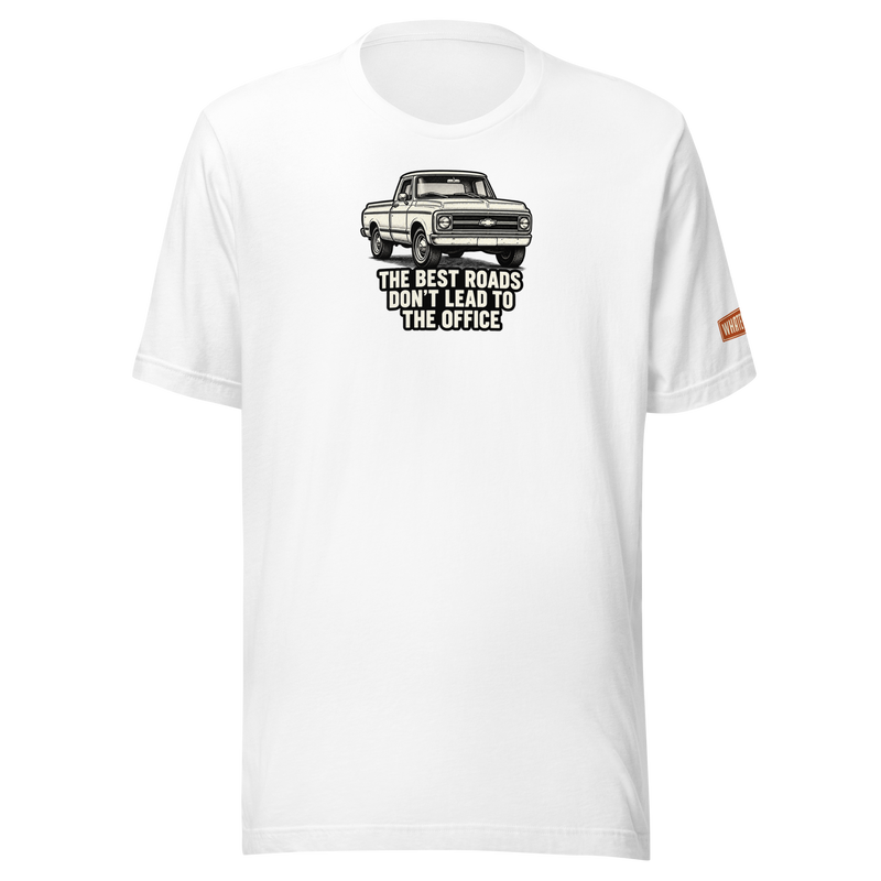 Best Roads Chevrolet Pickup Tee - white - front graphic